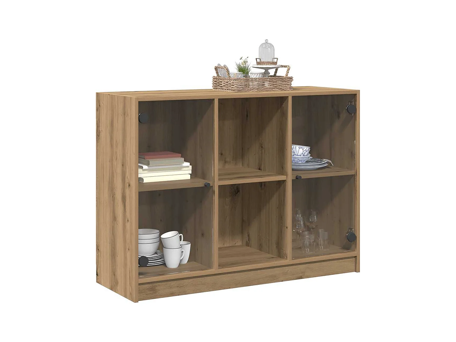 Buffet chêne artisanal 102x37x75,5 cm bois d'ingénierie