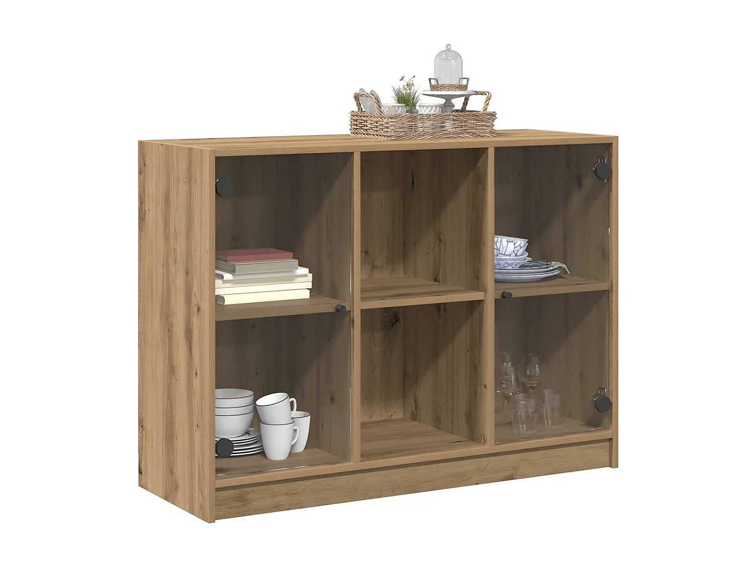 Buffet chêne artisanal 102x37x75,5 cm bois d'ingénierie