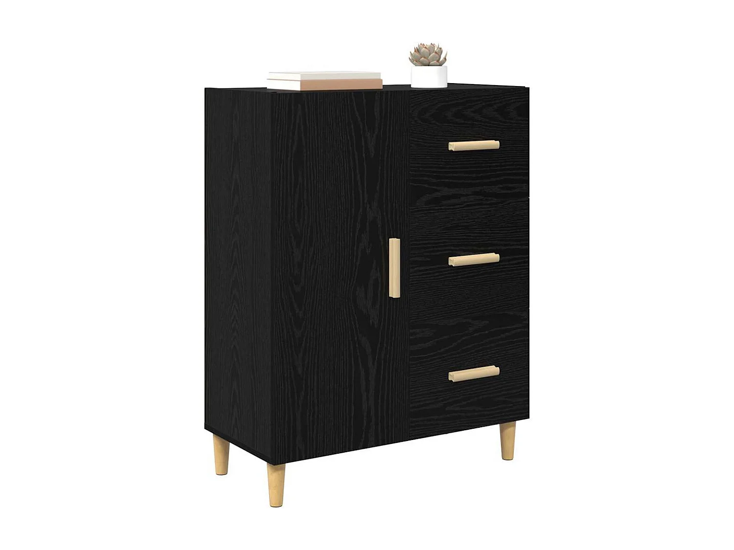 Buffet Chêne noir 34 x 69.5 x 90 cm Bois d'ingénierie