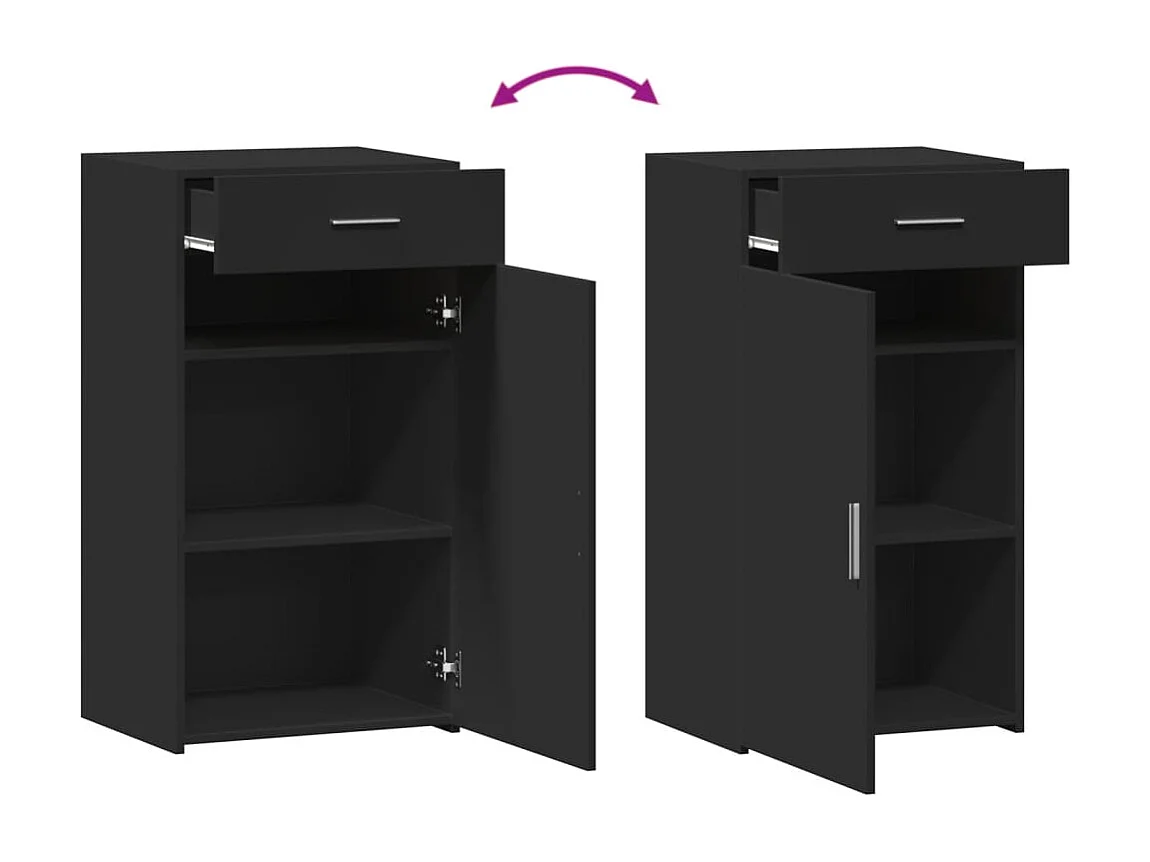 Buffet noir 50x42,5x93 cm bois d'ingénierie