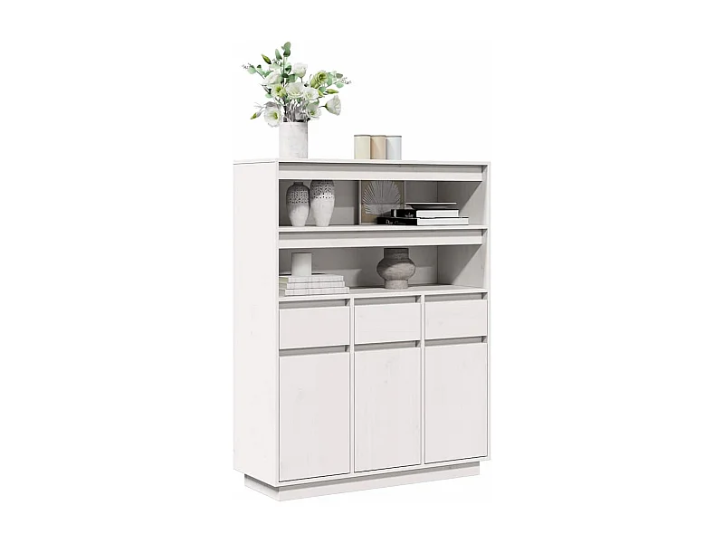 Hoge kast 89x34x116,5 cm massief grenenhout wit
