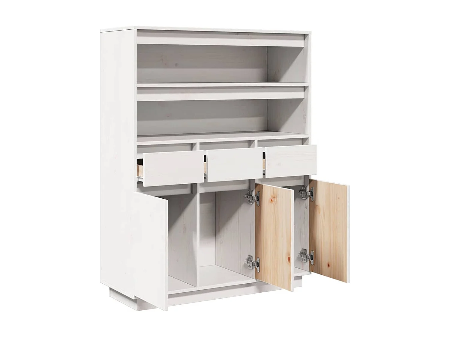 Buffet haut blanc 89x34x116,5 cm bois massif de pin
