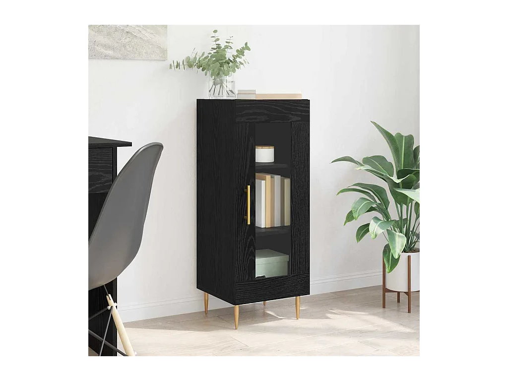 Dressoir Zwart eiken 34 x 34,5 x 90 cm Bewerkt hout