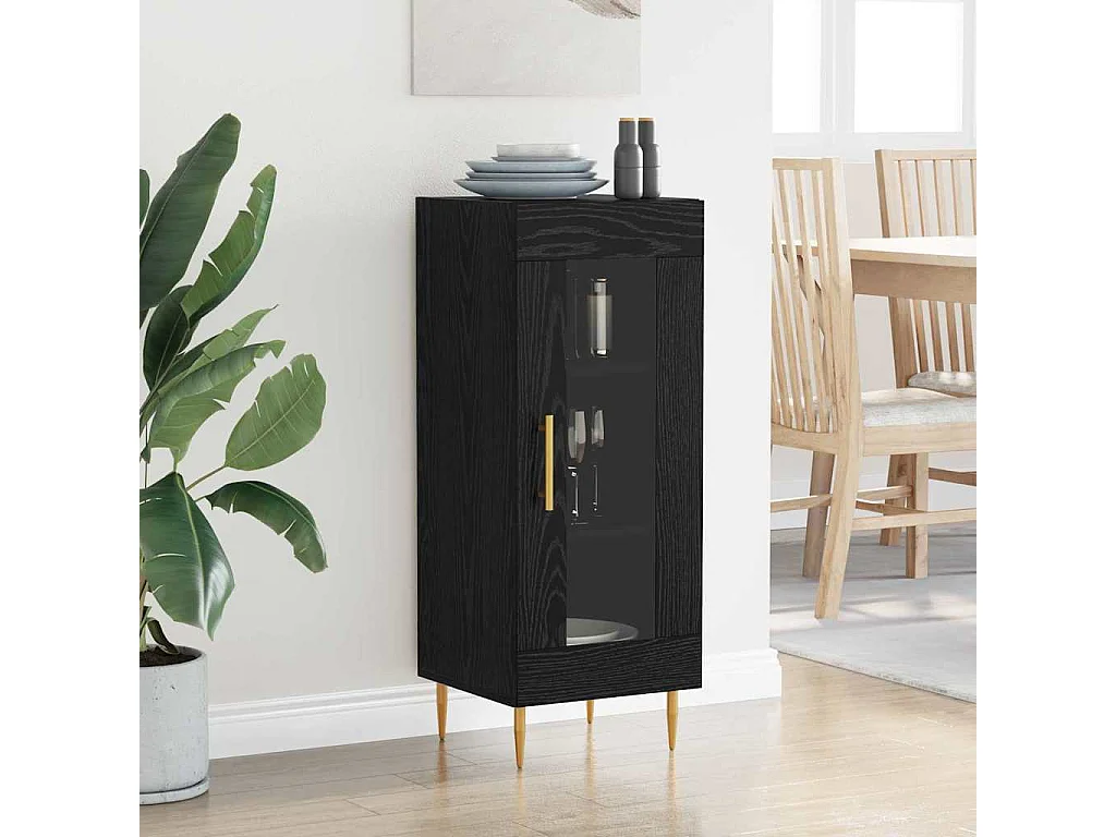 Dressoir Zwart eiken 34 x 34,5 x 90 cm Bewerkt hout