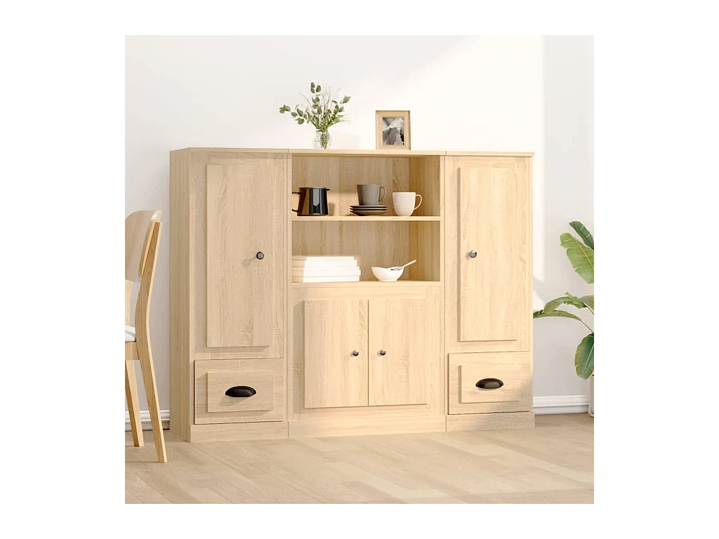 Buffets 3 pièces chêne sonoma bois d'ingénierie