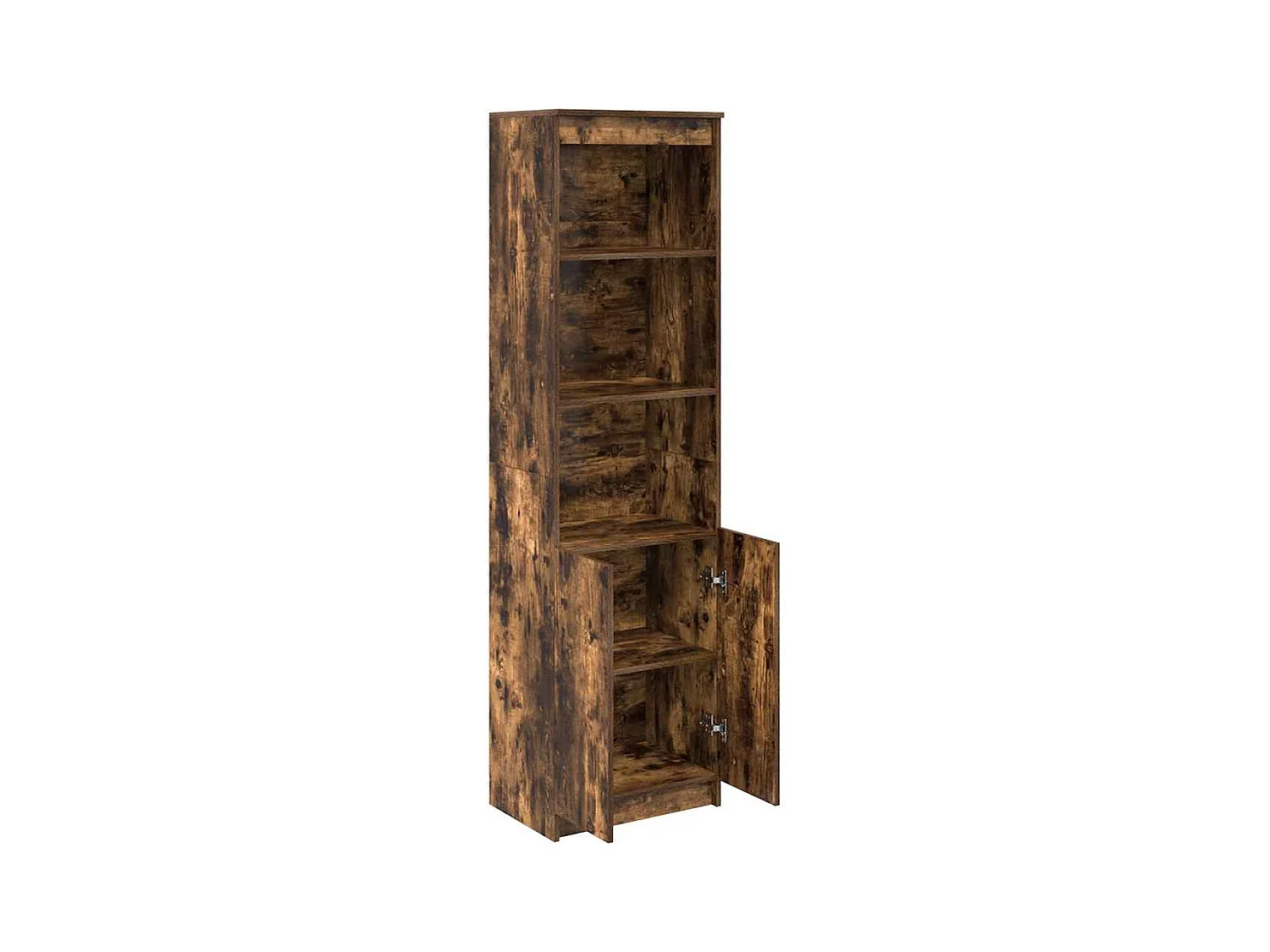 Buffet haut chêne fumé 50x35x180 cm bois d'ingénierie