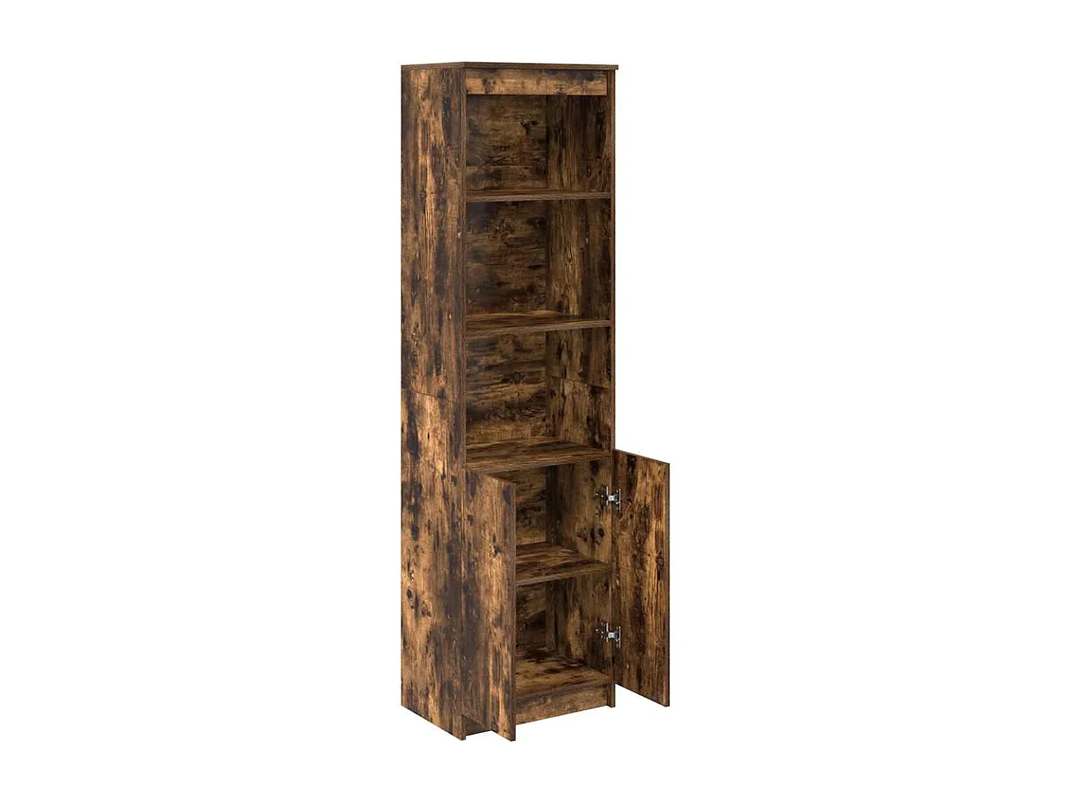 Buffet haut chêne fumé 50x35x180 cm bois d'ingénierie