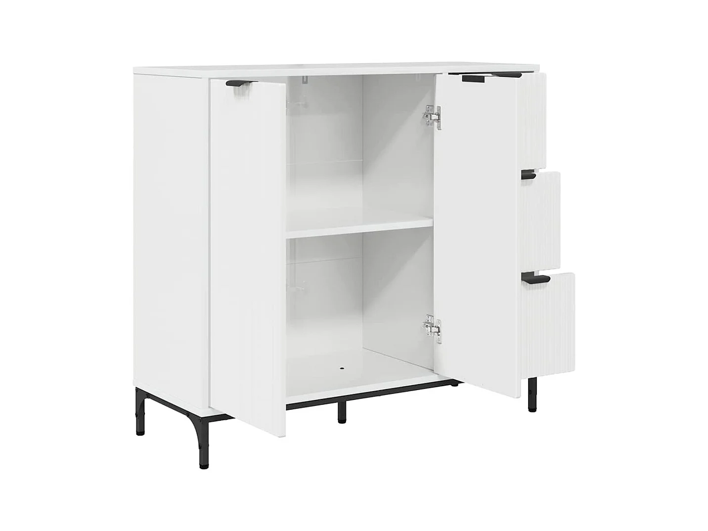 Buffet Blanc brillant 89,5 x 33 x 82 cm Bois d'ingénierie