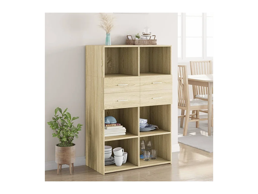 Buffet haut chêne sonoma 80x42,5x124 cm bois d'ingénierie