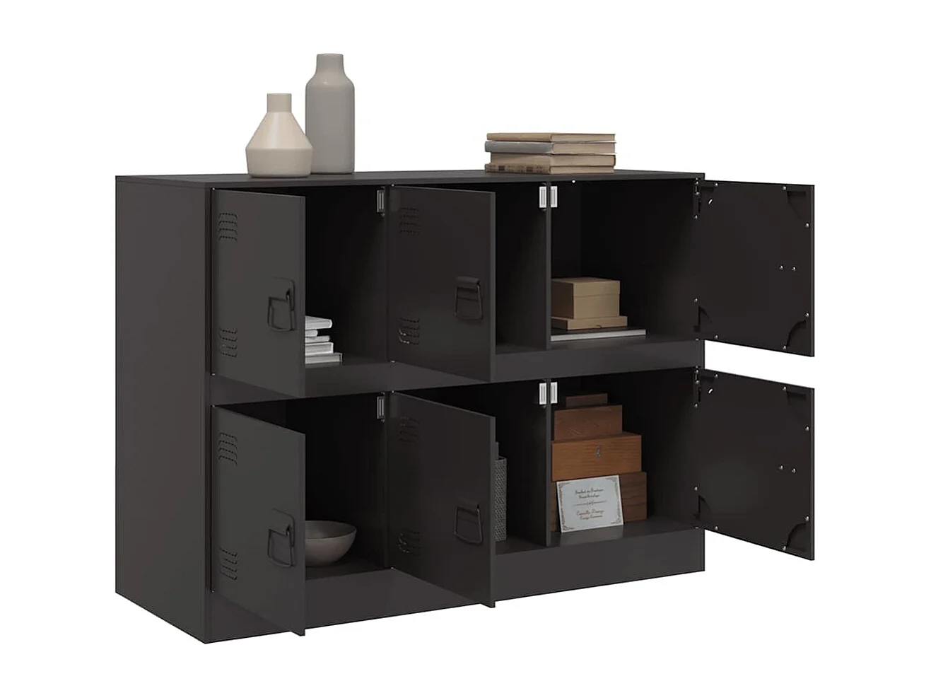 Buffet noir 99x39x73 cm acier