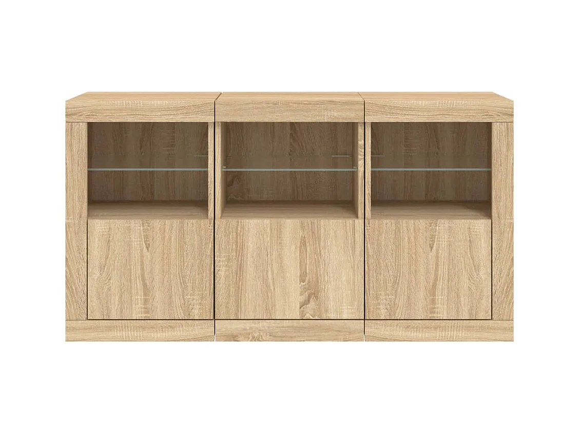 Buffet avec lumières LED chêne sonoma 123x37x67 cm