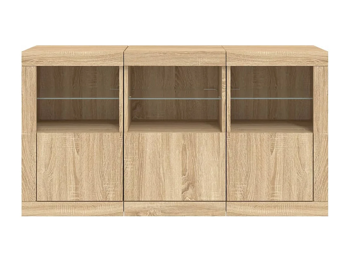 Buffet avec lumières LED chêne sonoma 123x37x67 cm