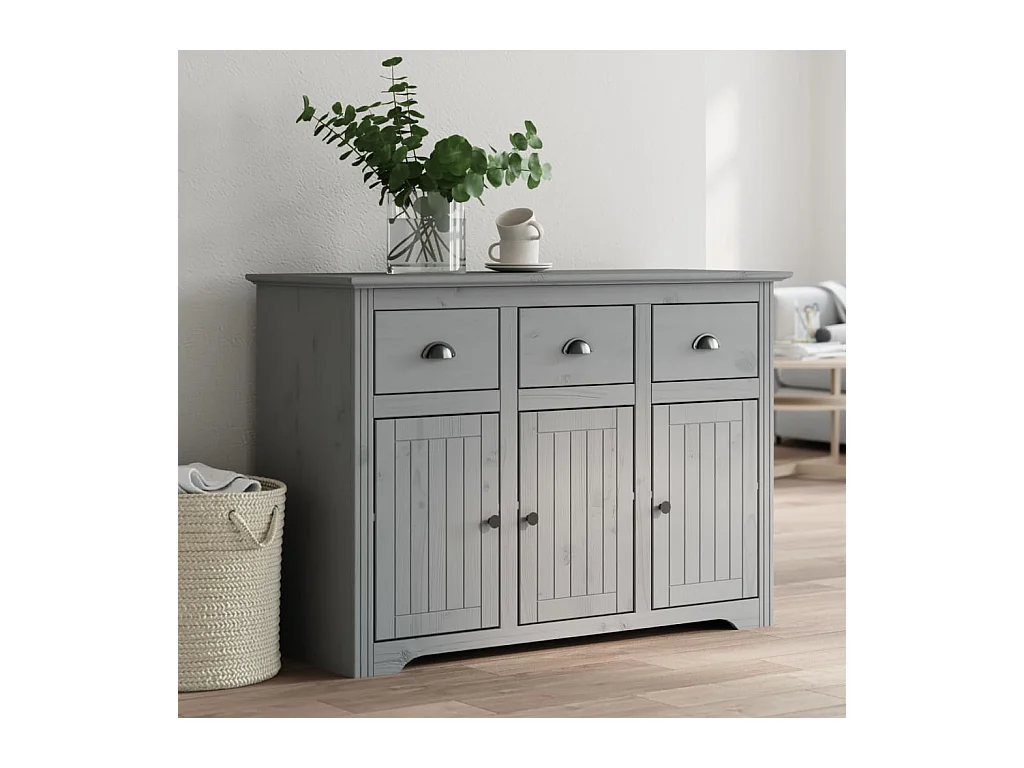 Buffet BODO gris 115,5x44x80 cm bois massif de pin