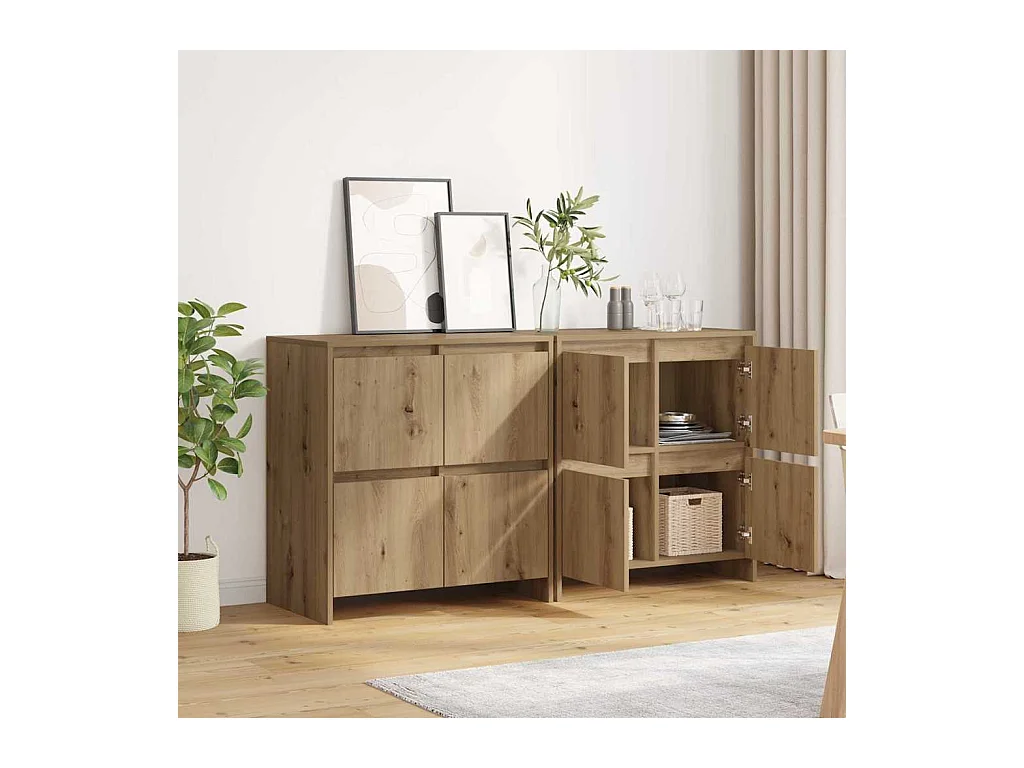 Buffets 2 pièces chêne artisanal 70 x 41 x 75 cm Bois d'ingénierie