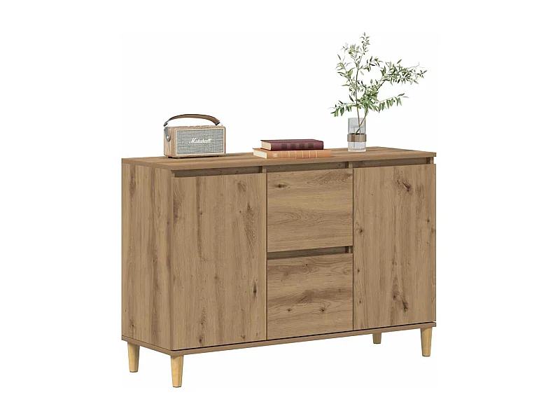 Buffet chêne artisanal 102x35x70 cm bois d'ingénierie