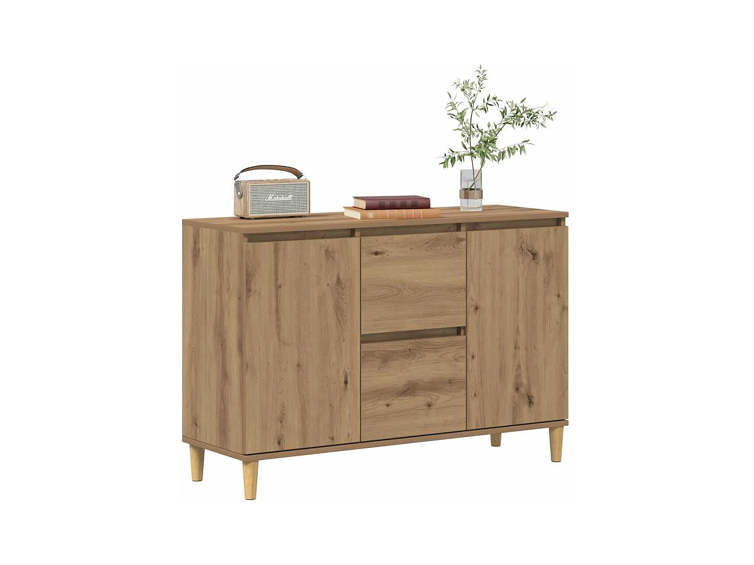 Buffet chêne artisanal 102x35x70 cm bois d'ingénierie