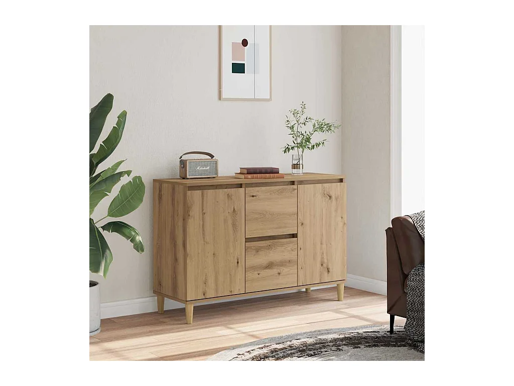 Buffet chêne artisanal 102x35x70 cm bois d'ingénierie