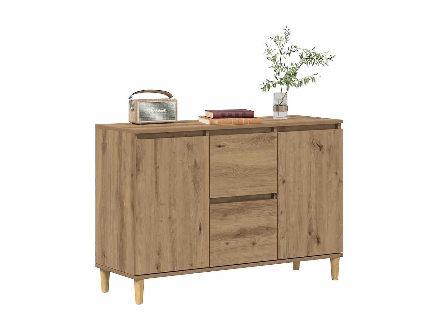 Buffet chêne artisanal 102x35x70 cm bois d'ingénierie
