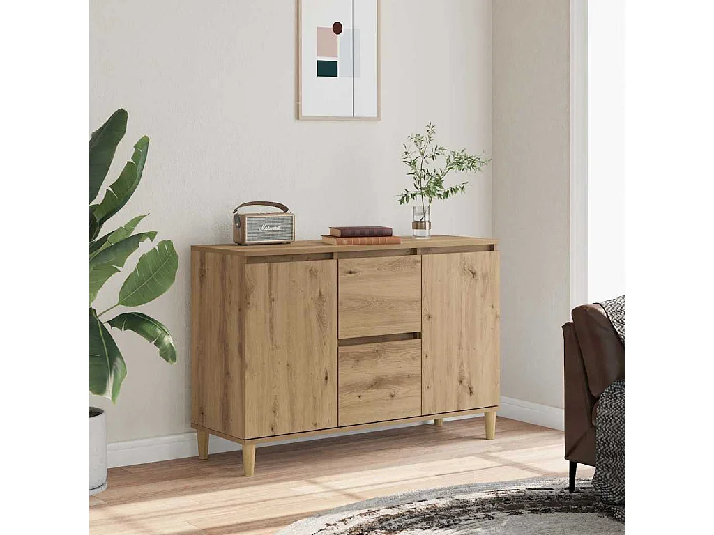 Buffet chêne artisanal 102x35x70 cm bois d'ingénierie