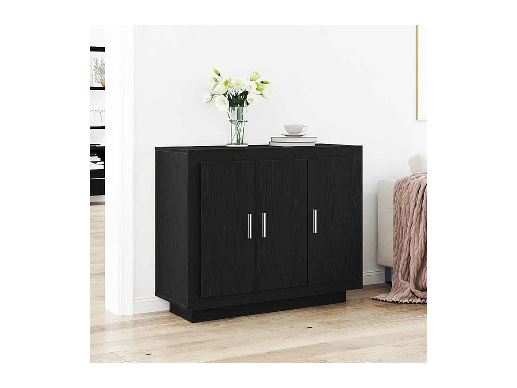 Buffet Noir 92 x 35 x 75 cm Bois d'ingénierie