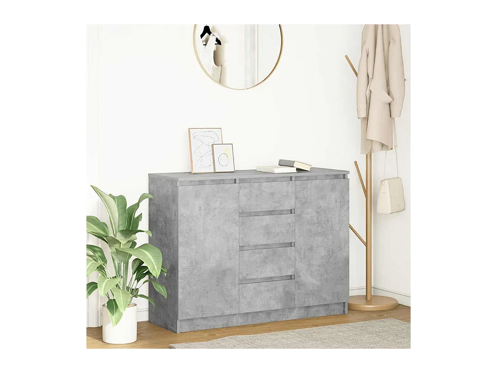 Buffet avec tiroirs gris béton 100,5x35x76 cm bois d'ingénierie