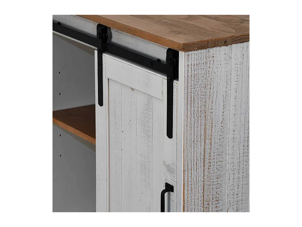 Buffet HALDEN porte coulissante blanc 80x40x80 cm bois massif
