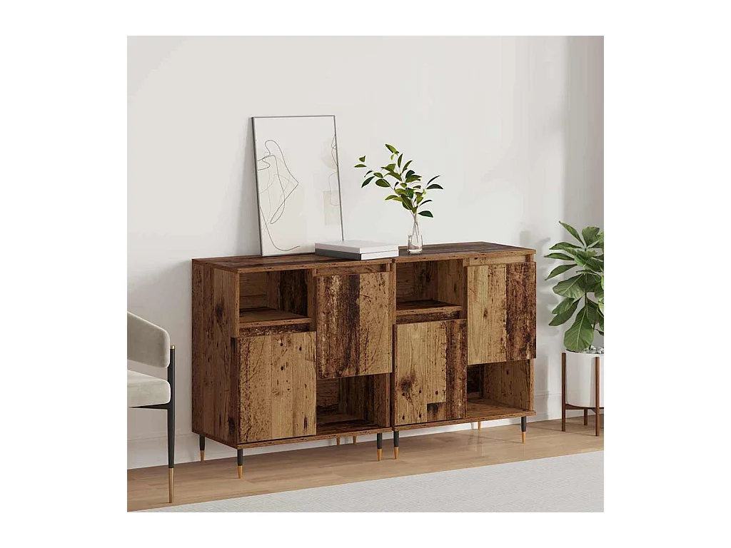 Buffets 2 pièces Bois ancien 120 x 35 x 70 cm Bois d'ingénierie