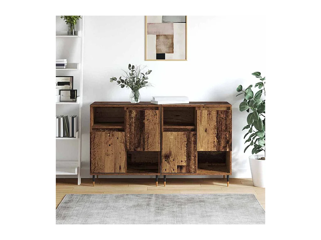 Buffets 2 pièces Bois ancien 120 x 35 x 70 cm Bois d'ingénierie