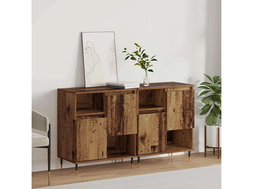 Buffets 2 pièces Bois ancien 120 x 35 x 70 cm Bois d'ingénierie