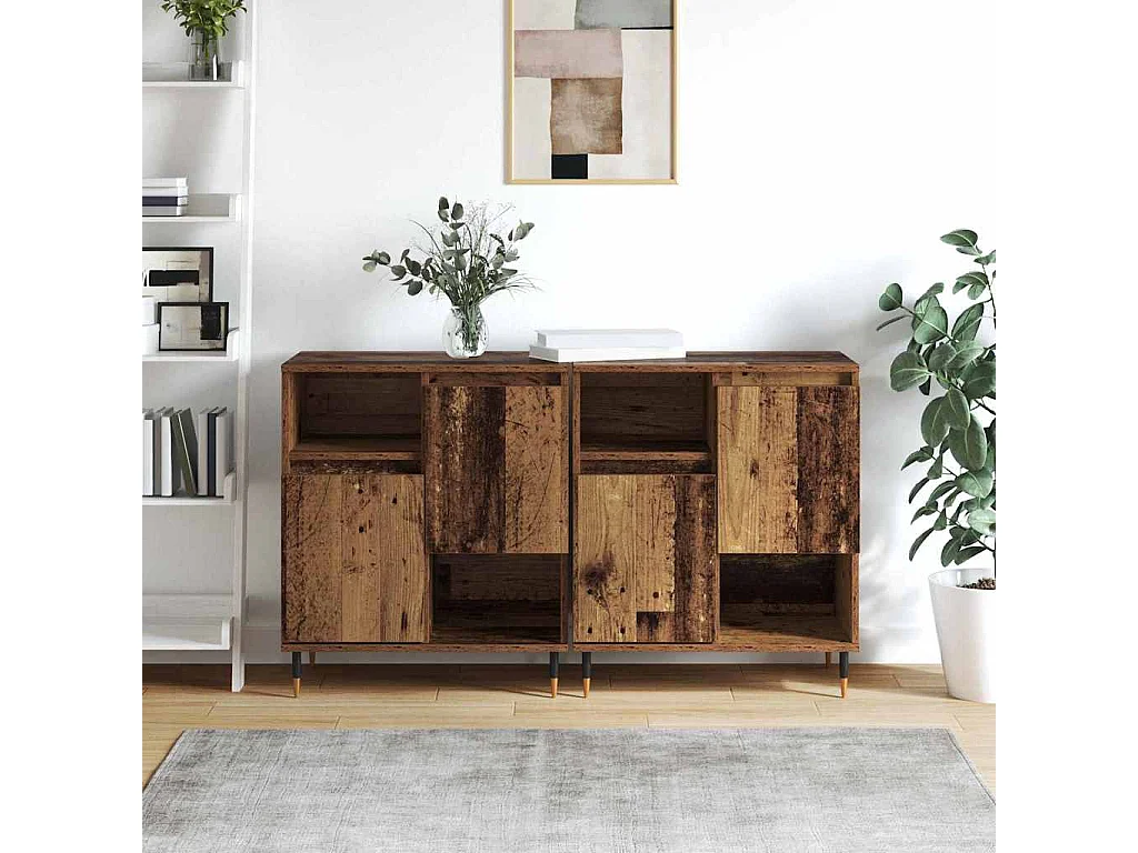 Buffets 2 pièces Bois ancien 120 x 35 x 70 cm Bois d'ingénierie