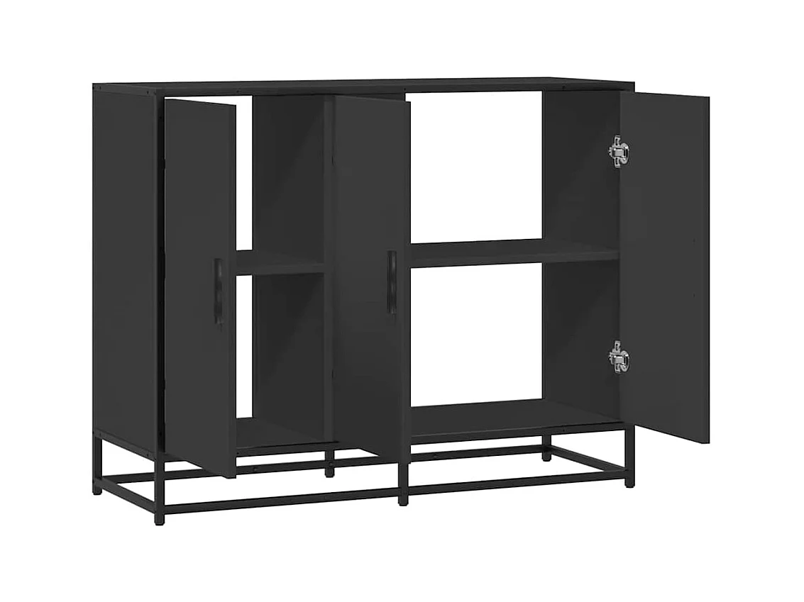 Buffet noir 94x35x76 cm bois d’ingénierie