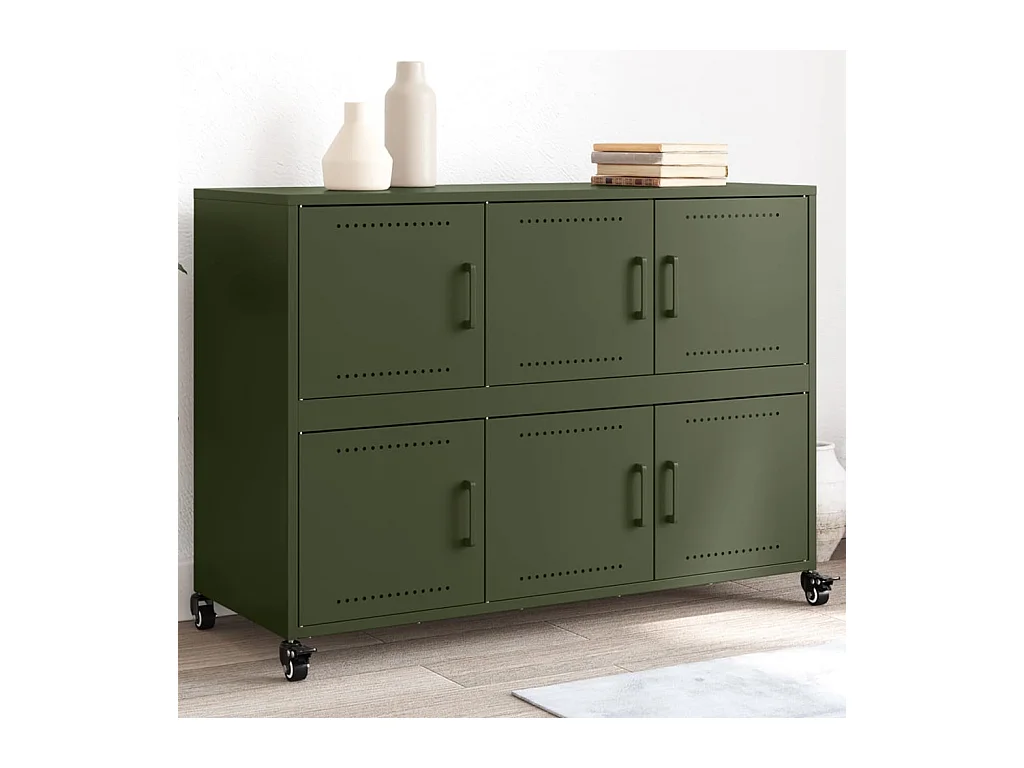 Buffet vert olive 100,5x39x72 cm acier
