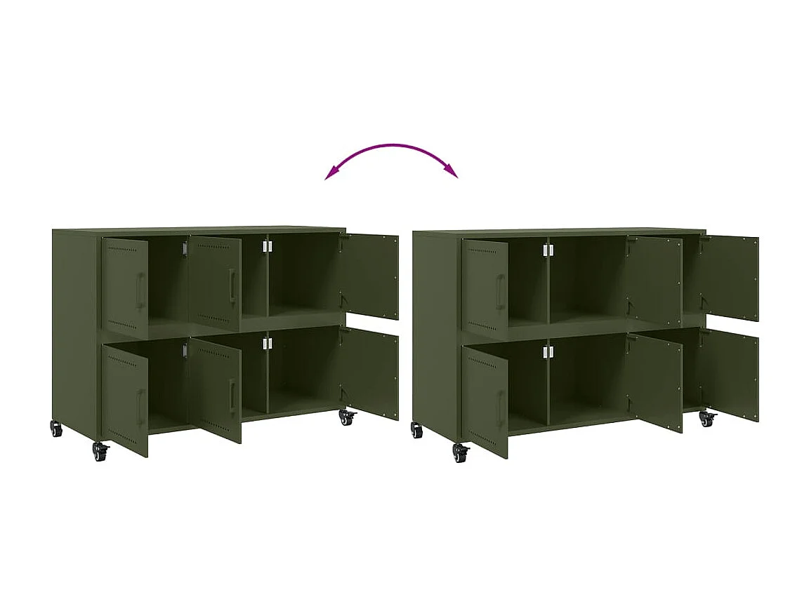 Buffet vert olive 100,5x39x72 cm acier