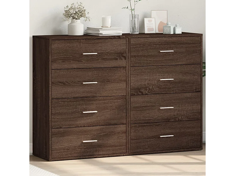 Buffets 2 pièces chêne marron 60x31x84 cm bois d'ingénierie