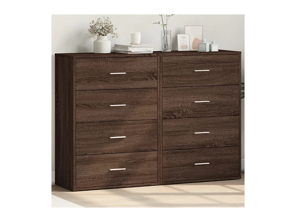 Buffets 2 pièces chêne marron 60x31x84 cm bois d'ingénierie
