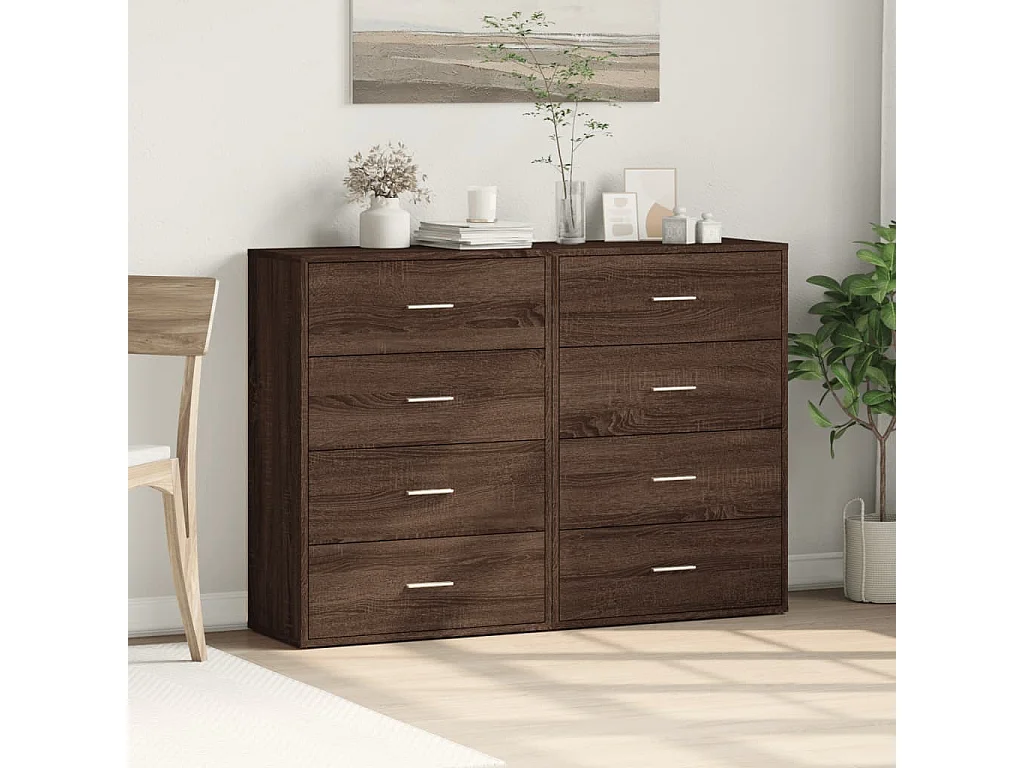 Buffets 2 pièces chêne marron 60x31x84 cm bois d'ingénierie