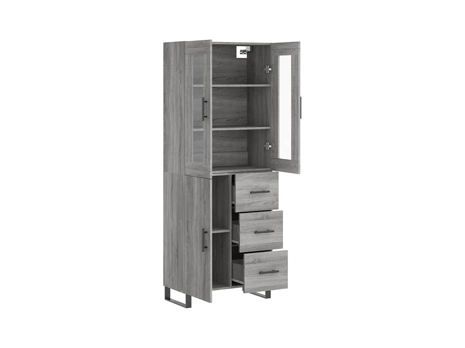 Buffet haut Sonoma gris 69,5x34x180 cm Bois d'ingénierie