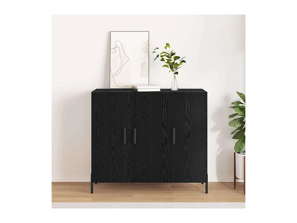Buffet Chêne noir 90 x 34 x 80 cm Bois d'ingénierie