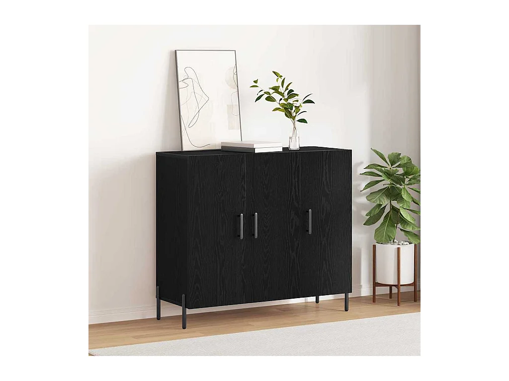 Buffet Chêne noir 90 x 34 x 80 cm Bois d'ingénierie