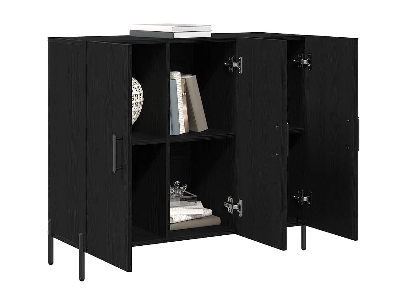 Buffet Chêne noir 90 x 34 x 80 cm Bois d'ingénierie
