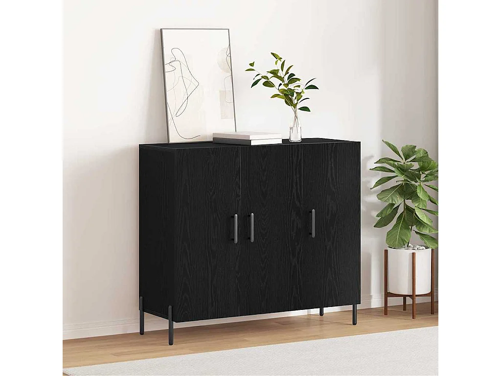 Buffet Chêne noir 90 x 34 x 80 cm Bois d'ingénierie