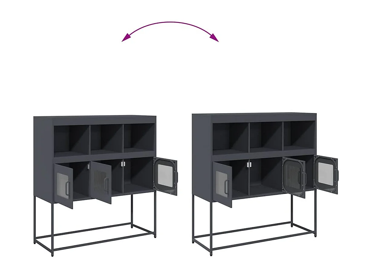 Buffet anthracite 100,5x39x107 cm acier laminé à froid