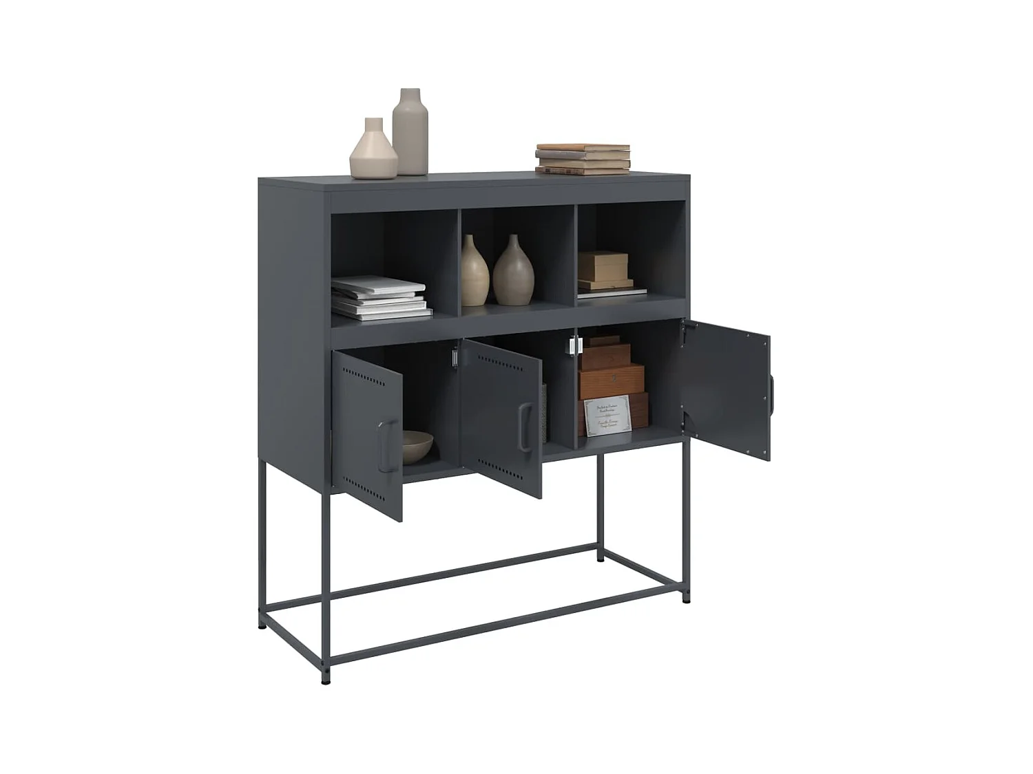 Buffet anthracite 100,5x39x107 cm acier