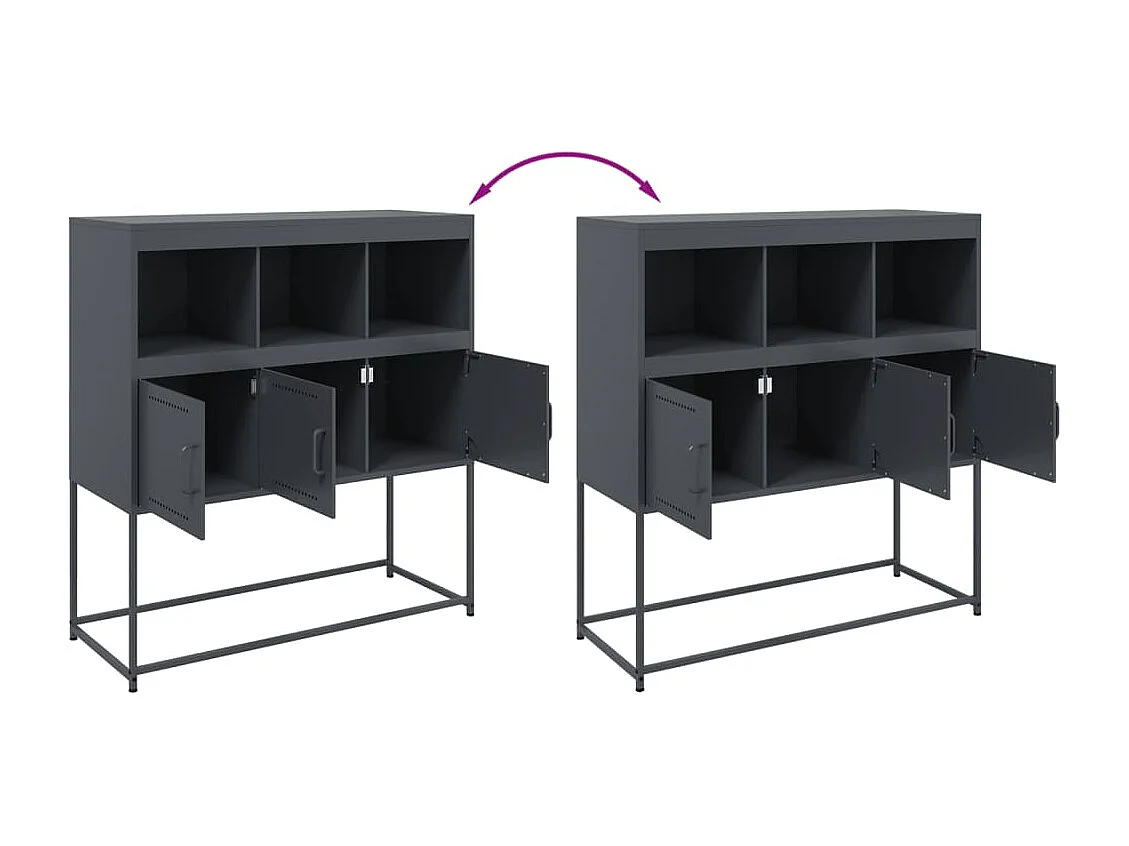 Buffet anthracite 100,5x39x107 cm acier