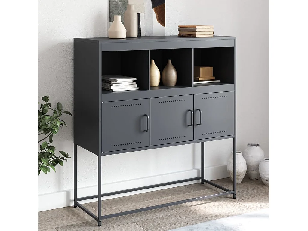 Buffet anthracite 100,5x39x107 cm acier