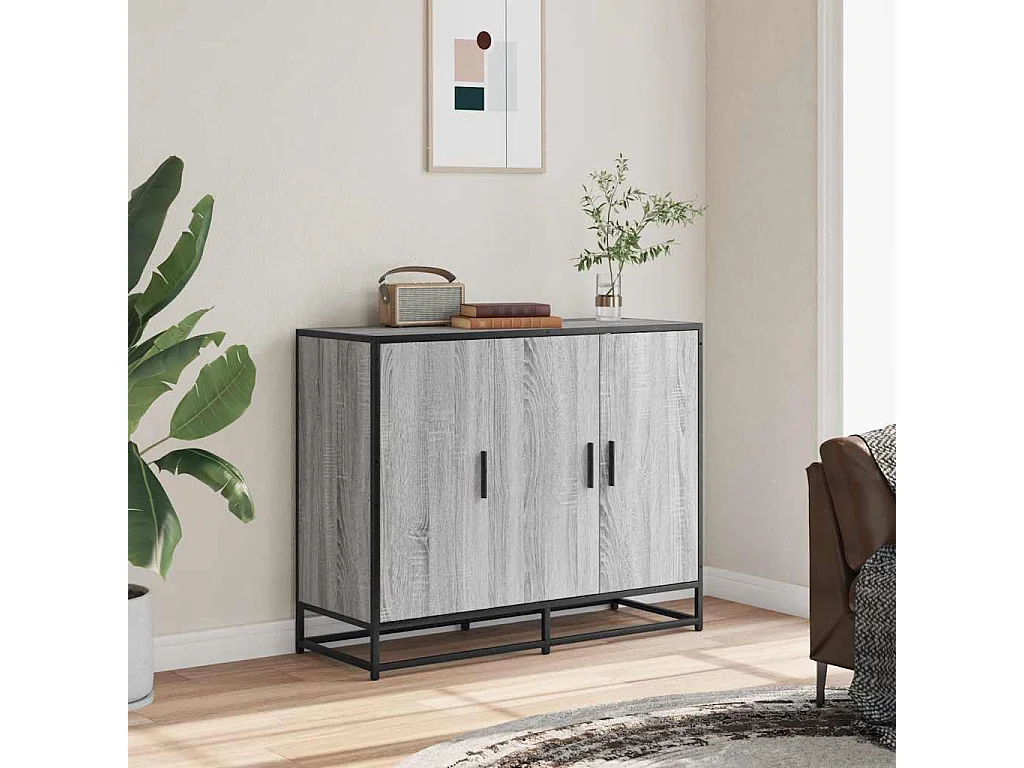 Dressoir 94x35x76 cm bewerkt hout grijs sonoma eikenkleurig
