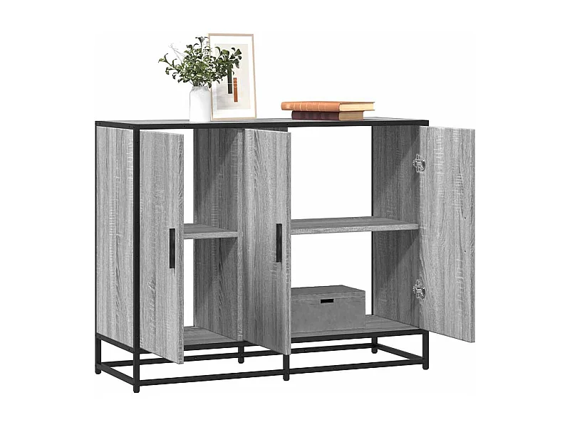 Dressoir 94x35x76 cm bewerkt hout grijs sonoma eikenkleurig