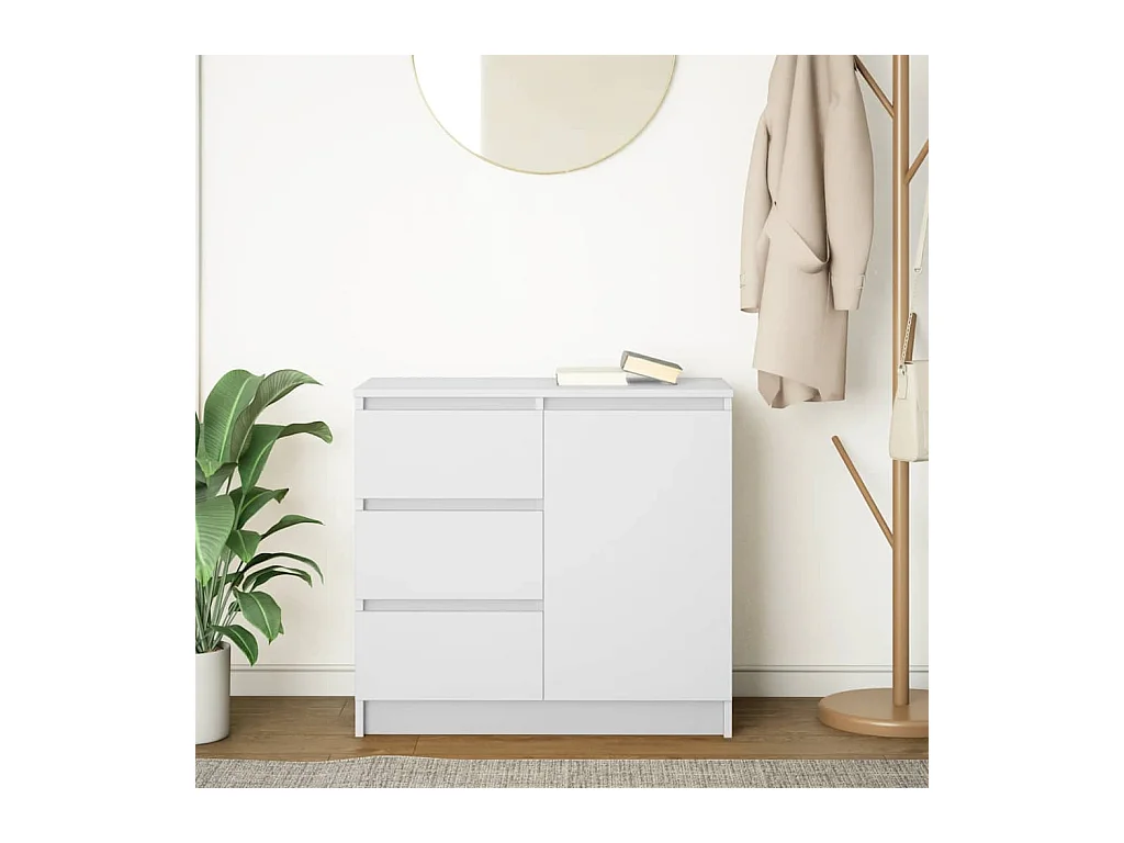 Buffet avec tiroir blanc 71x35x65 cm bois d'ingénierie