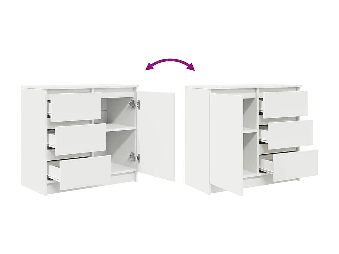 Buffet avec tiroir blanc 71x35x65 cm bois d'ingénierie