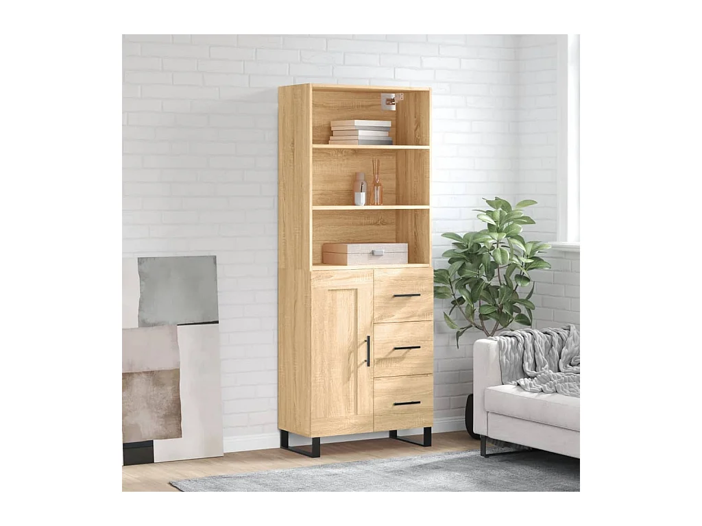 Buffet haut Chêne sonoma 69,5x34x180 cm Bois d'ingénierie
